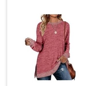 Casual Red Knit Tunic Top